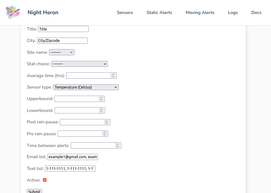 Moving alert form